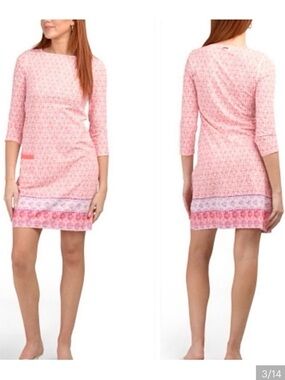 Cabana Life Light Pink Printed Swim Cover Up Dress UPF 50+ Large NWT